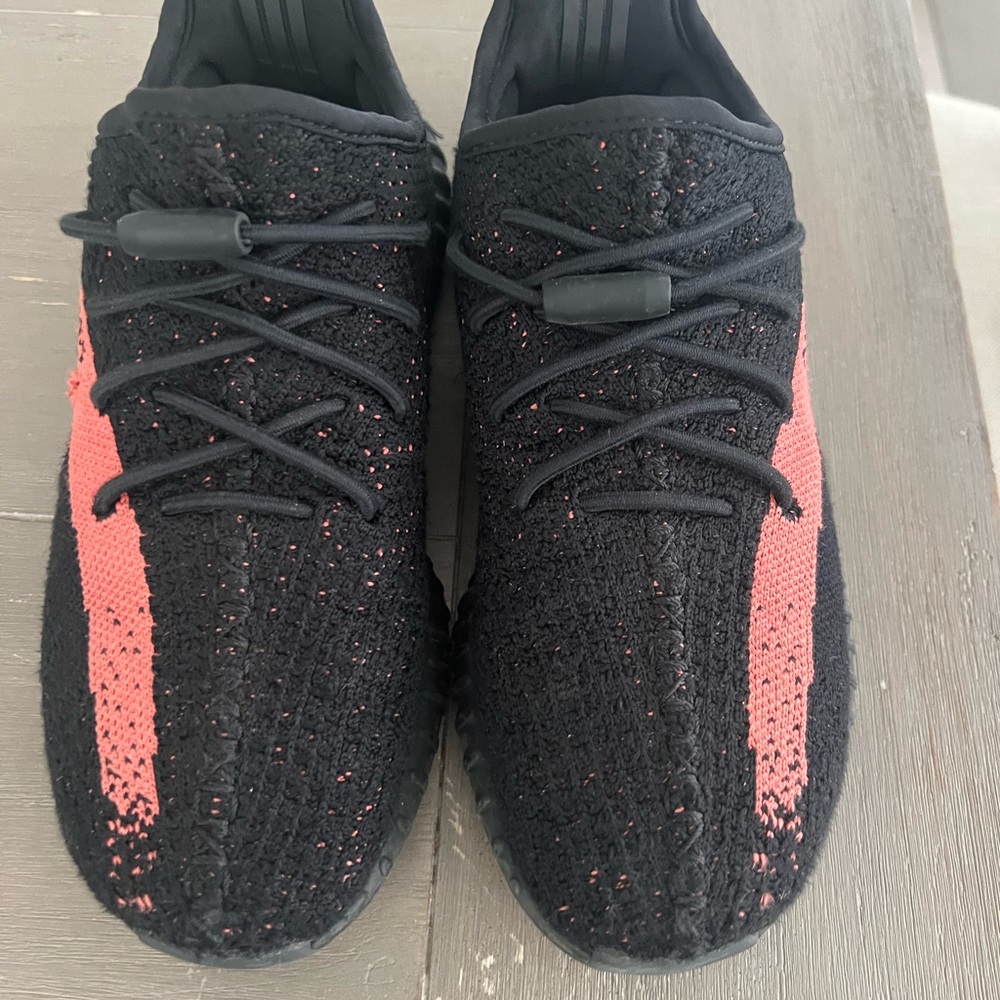 Yeezy Kids Black and Pink/Coral Sneakers